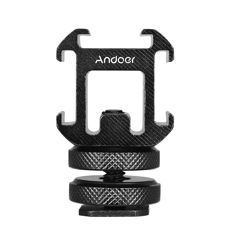 Photography Lighting Description - Andoer adaptor dudukan 3 Cold Shoe,