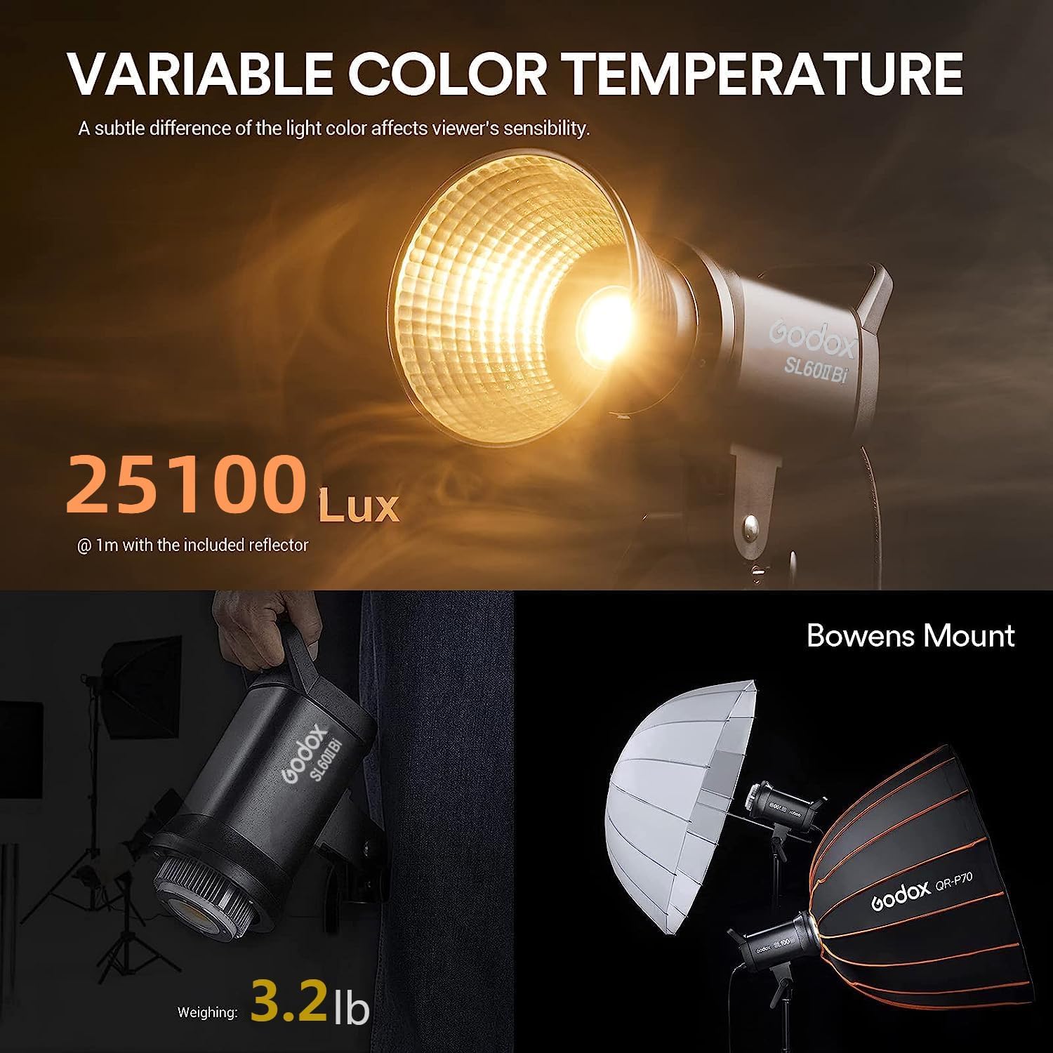 Godox SL60IID SL60IIBi 75W Lam - Photography Lighting Description ulasan dan harga