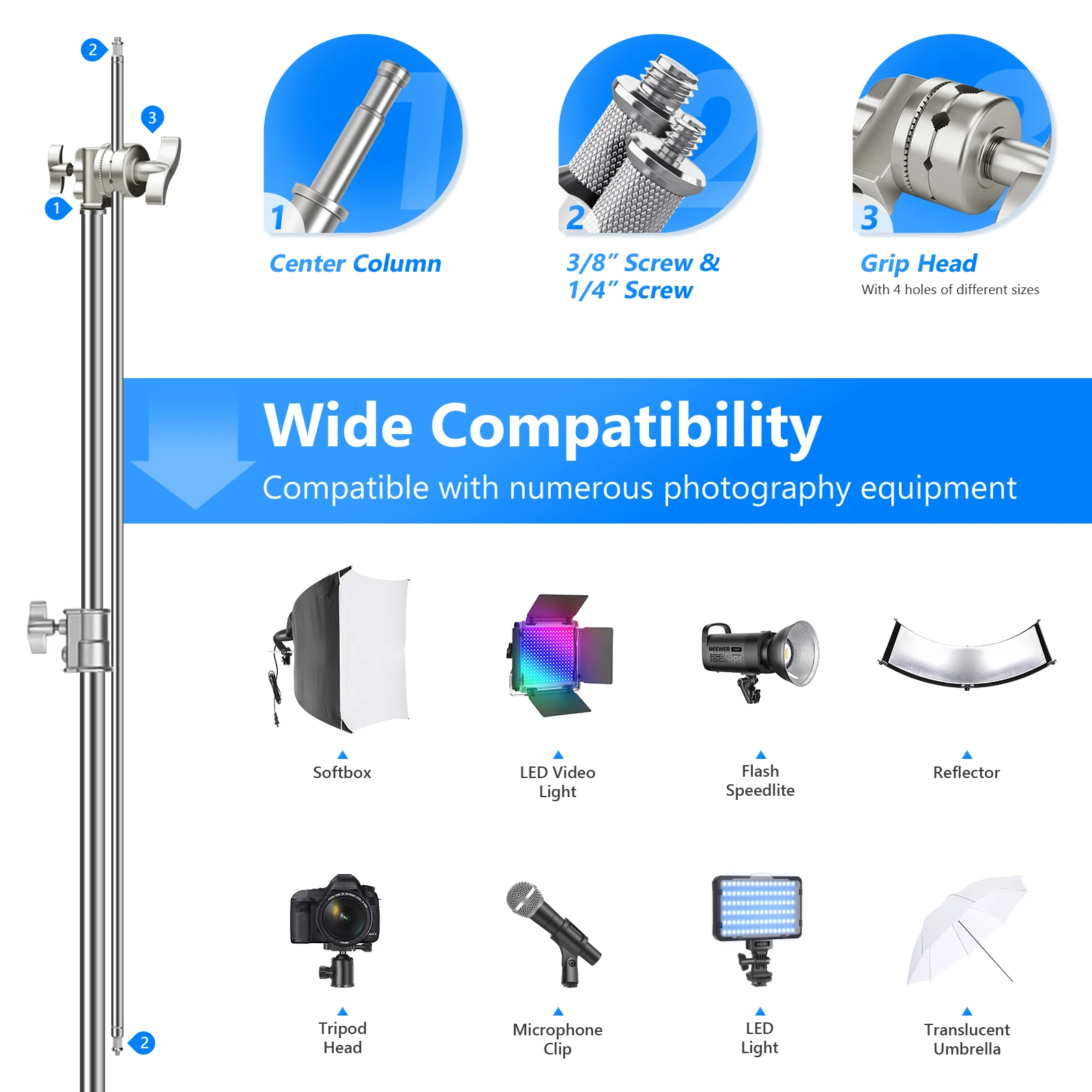 NEEWER Pro 100% Stainless Stee - Boom Arm Stand ulasan dan harga